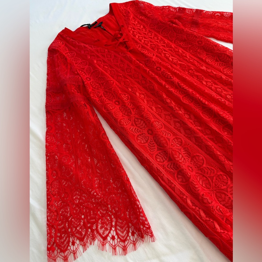 David Bitton Dress red lace size PS NWT - Picture 7 of 16